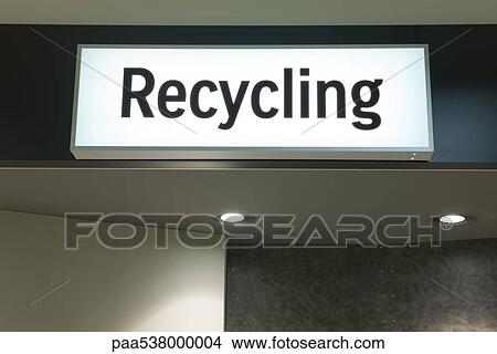 Illuminated "recycling" sign View Large Photo Image Picture - Illuminated "recycling" sign. Fotosearch