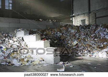 Large heaps of paper in recycling center View Large Photo Image Stock Photo - Large heaps of paper in recycling center. Fotosearch