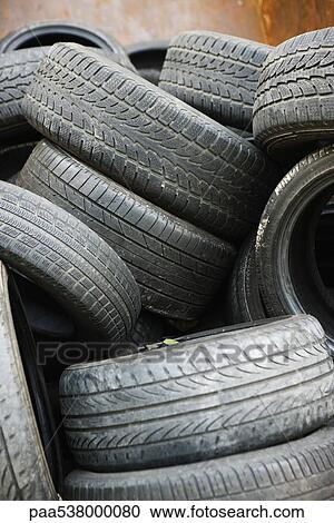 Stock Image - Pile of used tires. Fotosearch