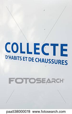 Sign for clothing collection center View Large Photo Image Stock Photo - Sign for clothing collection center. Fotosearch