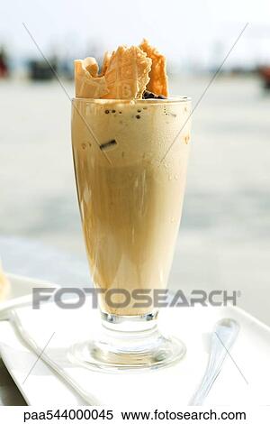 Iced mocha with wafer View Large Photo Image Stock Photography - Iced mocha with wafer. Fotosearch