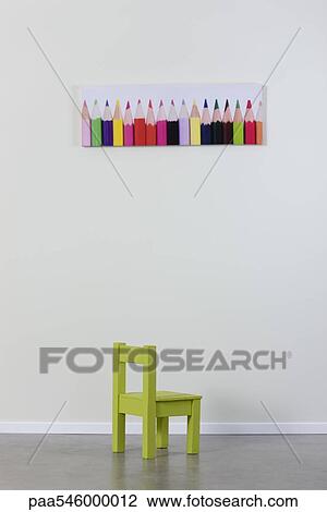 Child's chair and poster of colored pencils View Large Photo Image Stock Image - Child's chair and poster of colored pencils. Fotosearch