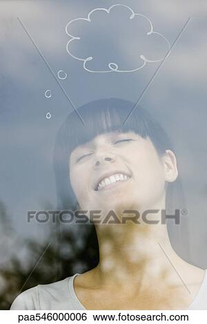 Young woman with thought bubble over head View Large Photo Image Stock Photograph - Young woman with thought bubble over head. Fotosearch