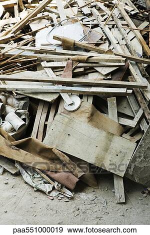 "Pile of demolition debris, wood, pipe, wires" View Large Photo Image Stock Photo - "Pile of demolition debris, wood, pipe, wires". Fotosearch