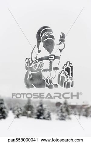 Santa Claus image on frosted glass View Large Photo Image Stock Image - Santa Claus image on frosted glass. Fotosearch