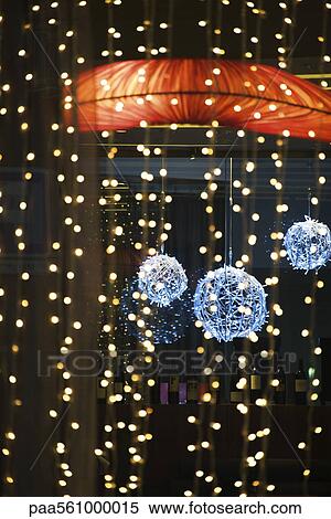 Stock Photography - Christmas lights illuminated at night. Fotosearch