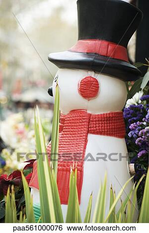 Stock Photograph - Snowman figurine, side view. Fotosearch