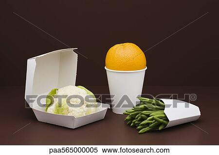 Stock Photography - Food concept, fresh food inside fast food containers. Fotosearch