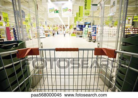 Entering supermarket with shopping cart View Large Photo Image Stock Photography - Entering supermarket with shopping cart. Fotosearch