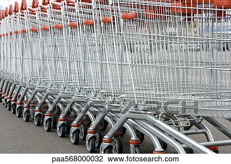 Row of shopping carts View Large Photo Image Stock Image - Row of shopping carts. Fotosearch