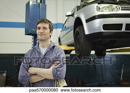 Stock Image - Mechanic, portrait. Fotosearch