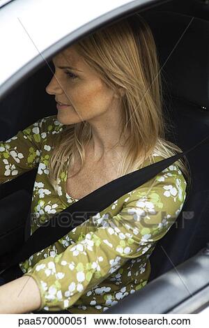 Woman driving car wearing seatbelt View Large Photo Image Stock Image - Woman driving car wearing seatbelt. Fotosearch