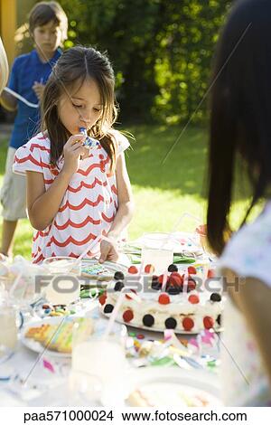 Children at outdoor birthday party View Large Photo Image Picture - Children at outdoor birthday party. Fotosearch