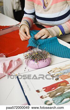 Preparing fabric for sewing project View Large Photo Image Stock Photo - Preparing fabric for sewing project. Fotosearch