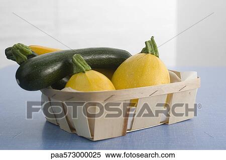 Zucchini and gold ball squash in basket View Large Photo Image Stock Photography - Zucchini and gold ball squash in basket. Fotosearch