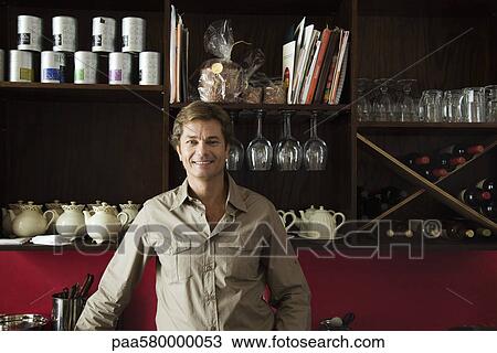 Cafe owner, portrait View Large Photo Image Stock Image - Cafe owner, portrait. Fotosearch