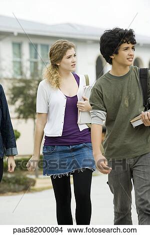 Picture - High school students returning to school. Fotosearch