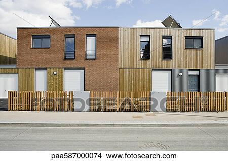 Apartment buildings with solar panels View Large Photo Image Picture - Apartment buildings with solar panels. Fotosearch
