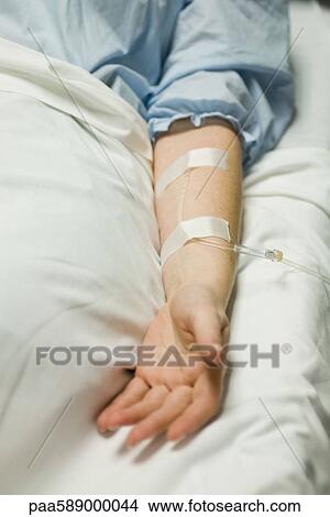 Patient receiving IV treatment, cropped View Large Photo Image Picture - Patient receiving IV treatment, cropped. Fotosearch