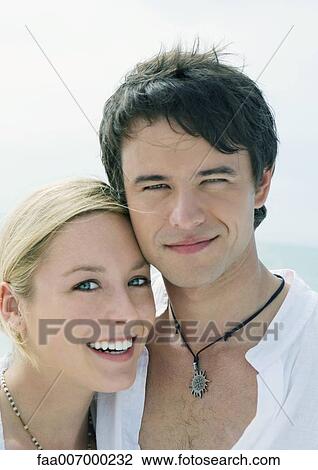 Couple, smiling at camera, portrait View Large Photo Image Stock Image - Couple, smiling at camera, portrait. Fotosearch