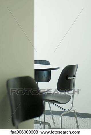 Empty table and chairs in office break room, close-up View Large Photo Image Stock Photo - Empty table and chairs in office break room, close-up. Fotosearch