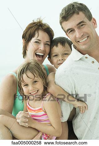 Family at beach, portrait View Large Photo Image Stock Photo - Family at beach, portrait . Fotosearch