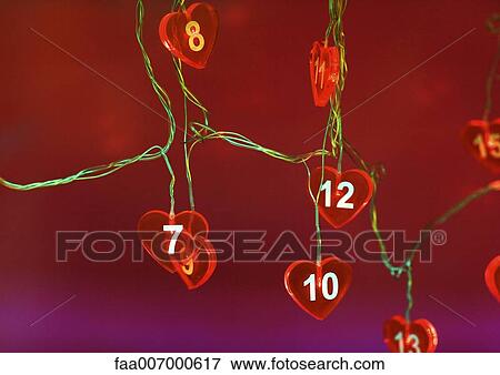 Garland with numbered hearts View Large Photo Image Stock Photo - Garland with numbered hearts. Fotosearch