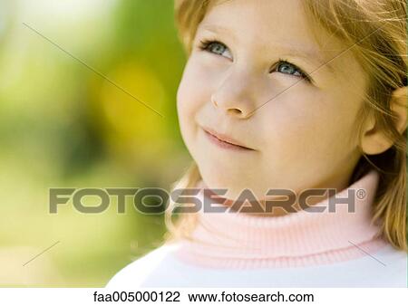 Little girl looking up, portrait View Large Photo Image Stock Image - Little girl looking up, portrait. Fotosearch