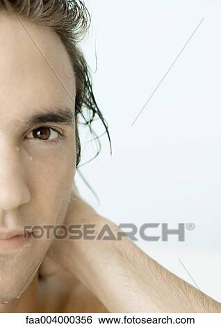 Man's wet face, cropped View Large Photo Image Stock Photograph - Man's wet face, cropped. Fotosearch