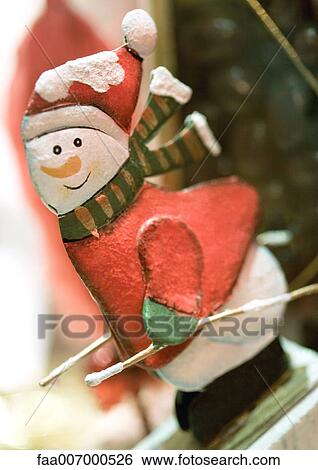 Stock Photograph - Skiing snowman decoration. Fotosearch