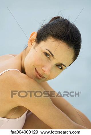 Woman smiling View Large Photo Image Stock Photo - Woman smiling. Fotosearch