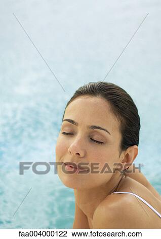 Woman with eyes closed View Large Photo Image Stock Image - Woman with eyes closed. Fotosearch