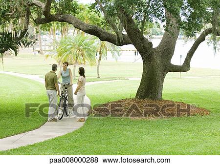 Adults talking in park View Large Photo Image Stock Photo - Adults talking in park. Fotosearch