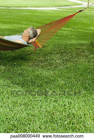 Man resting in hammock View Large Photo Image Stock Photo - Man resting in hammock. Fotosearch