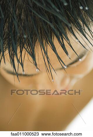 Man's wet hair View Large Photo Image Stock Image - Man's wet hair. Fotosearch