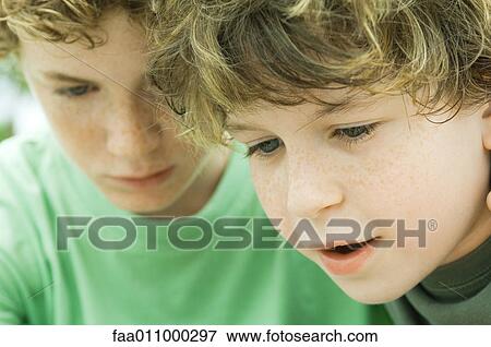 Stock Photo - Two boys, portrait. Fotosearch