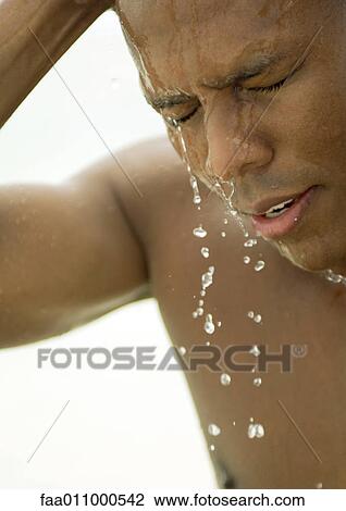 Water dripping from man's face View Large Photo Image Stock Image - Water dripping from man's face. Fotosearch