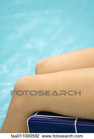 Woman sitting on edge of pool, close-up of knees View Large Photo Image Stock Image - Woman sitting on edge of pool, close-up of knees. Fotosearch