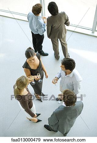 Stock Photo - Cocktail party, high angle view. Fotosearch