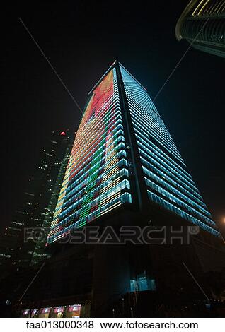 Stock Photo - Skyscraper at night, Shanghai, China. Fotosearch