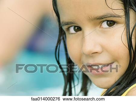 Girl with wet hair, close-up View Large Photo Image Stock Photograph - Girl with wet hair, close-up. Fotosearch