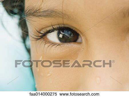 Stock Photography - Girl's wet face, extreme close-up. Fotosearch
