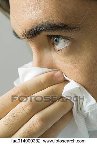 Man blowing nose View Large Photo Image Stock Image - Man blowing nose. Fotosearch