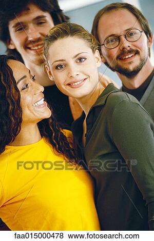 Four young adults, smiling, portrait View Large Photo Image Stock Photo - Four young adults, smiling, portrait. Fotosearch