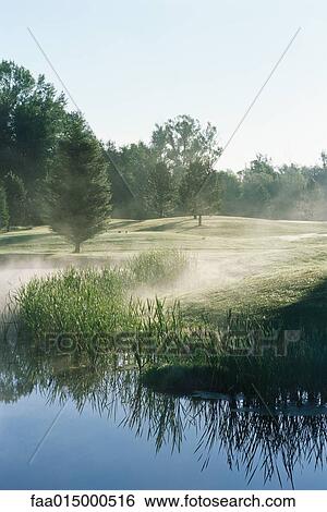 Stock Photograph - Misty golf course. Fotosearch