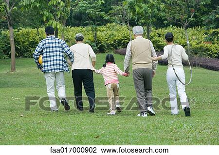 Three generation family, walking together, rear view View Large Photo Image Stock Image - Three generation family, walking together, rear view. Fotosearch
