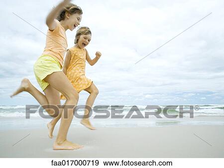 running barefoot on beach