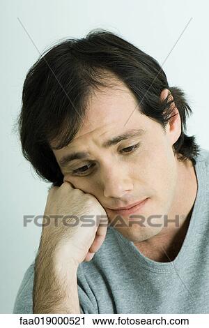 Man, holding head, portrait View Large Photo Image Stock Image - Man, holding head, portrait. Fotosearch