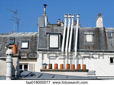 Stock Photo - Paris, France, roof tops. Fotosearch