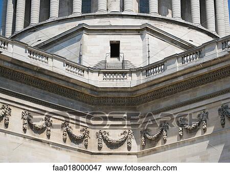 Stock Photo - Paris, France, the Pantheon, close-up of decorative details. Fotosearch